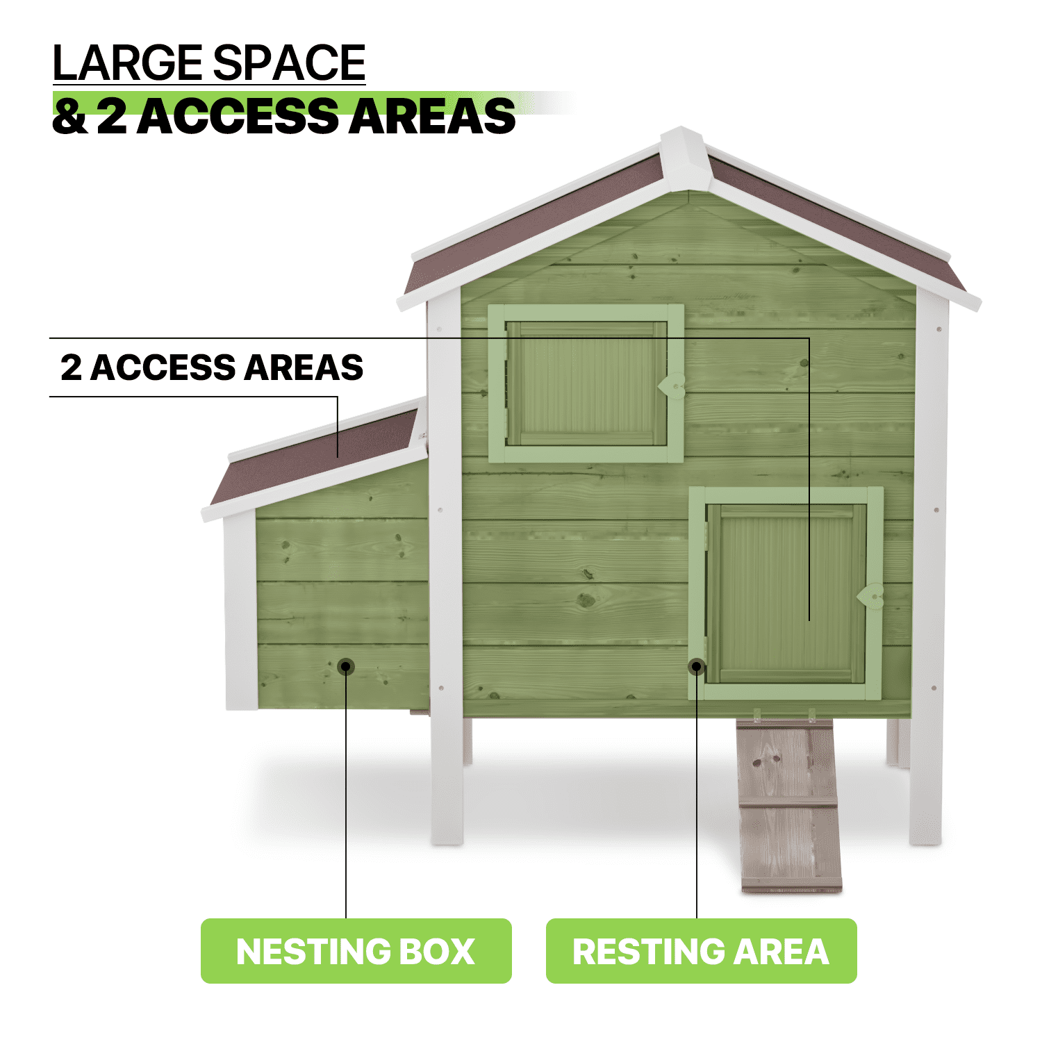 Magshion Outdoor Chicken Coop with Nesting Box， Outdoor Hen House with Slide-Out Tray， Weatherproof Poultry Cage， Rabbit Hutch， Wood Duck House (Natural)