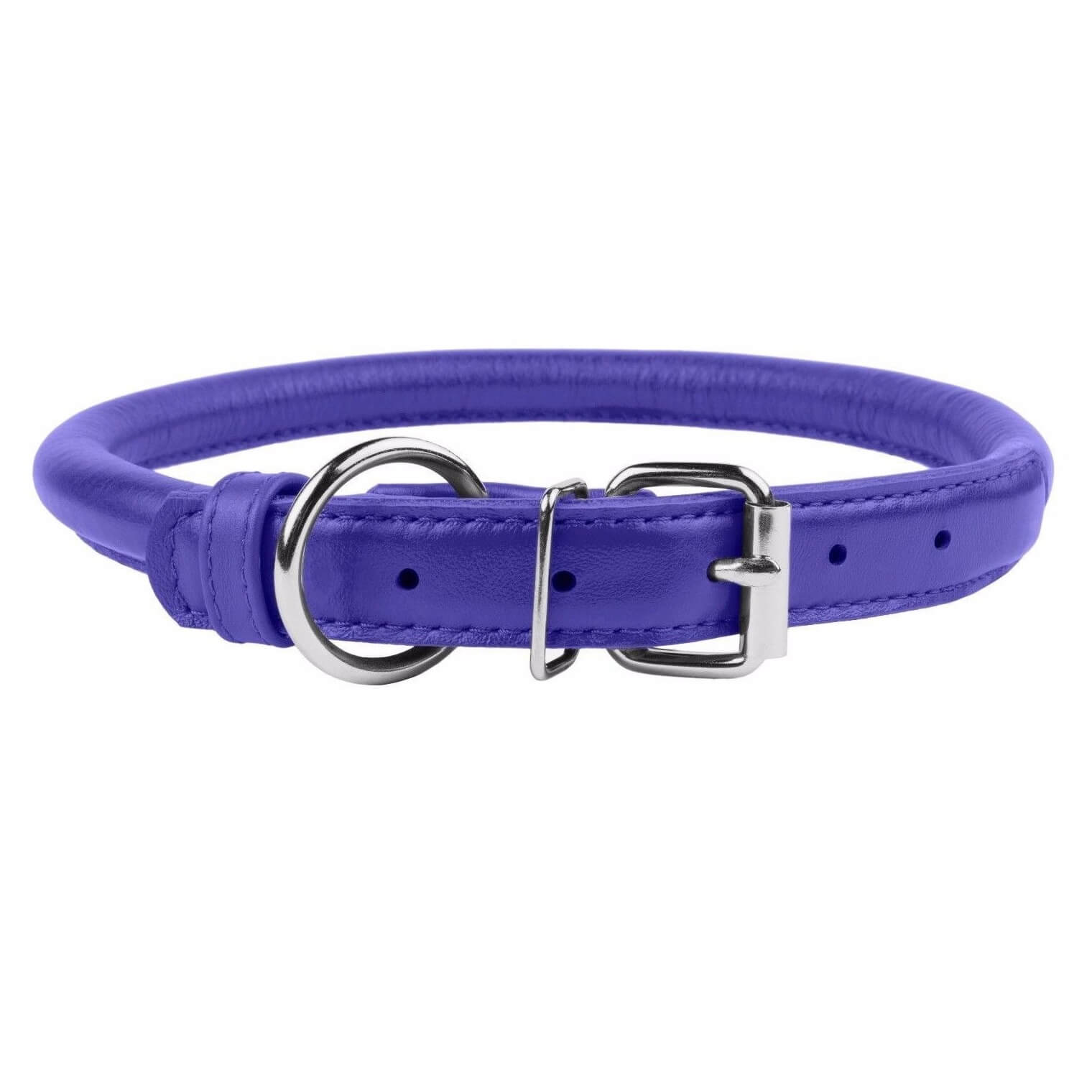 CollarDirect Rolled Leather Dog Collar for Small Dogs， Purple