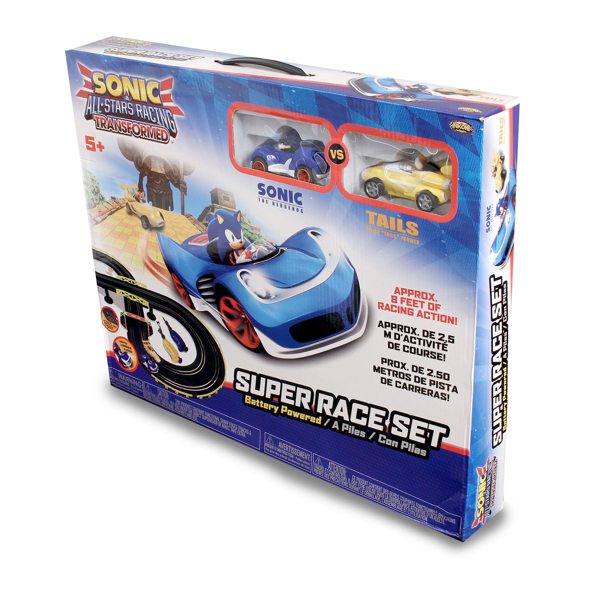 NKOK Sonic the Hedgehog All Stars Racing Transformed RC Slot Car Set Race Set - Sonic and Tails