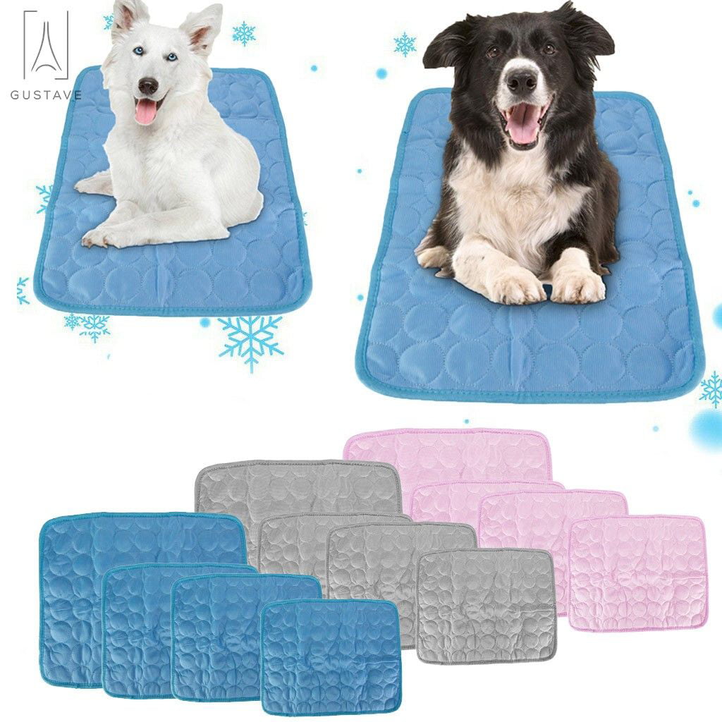 Gustave Summer Pet Self Cooling Mat for Dogs Cats Heat Relief Pad Breathable Ice Silk Surface Cooling Pet Bed Washable Comfort Blanket Sleep Mat 