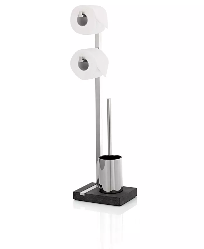 blomus Toilet Butler With Short Brush Holder - Holds 2 Rolls Polished