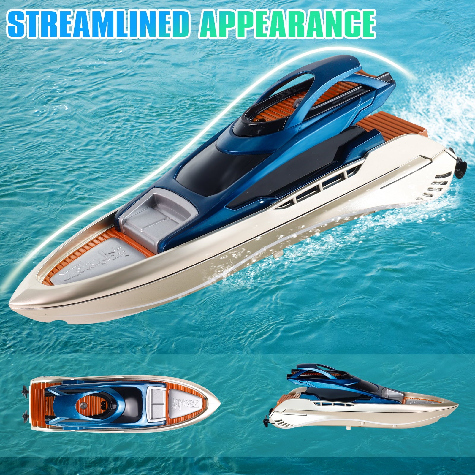 RC Remote Control Luxury Boat For Kids 2.4Hz and 20+ MPH High-Speed Pool Toy Ship For Boys