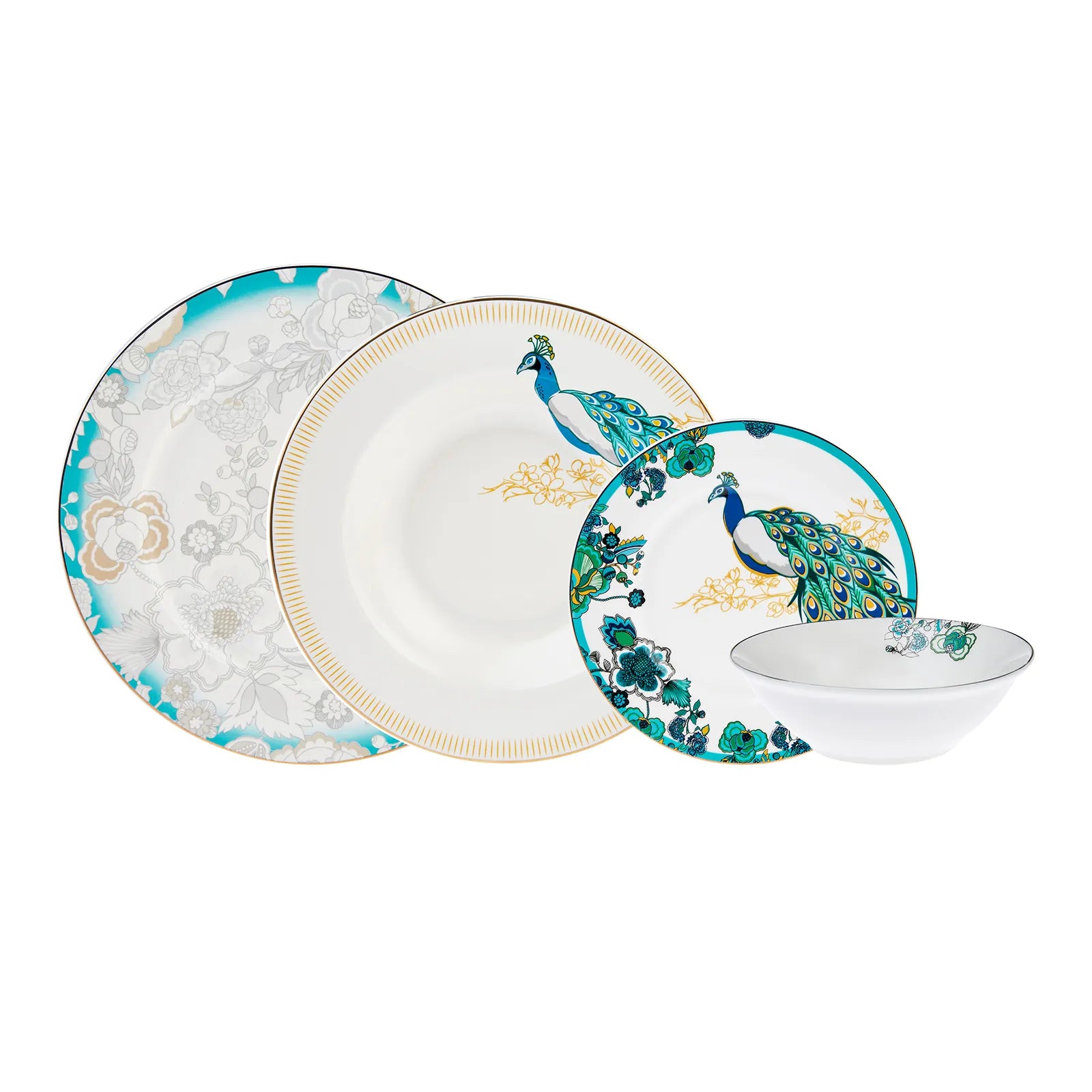 Karaca Peacock 24-Piece Dinnerware Set For 6 Persons 153.03.06.5148