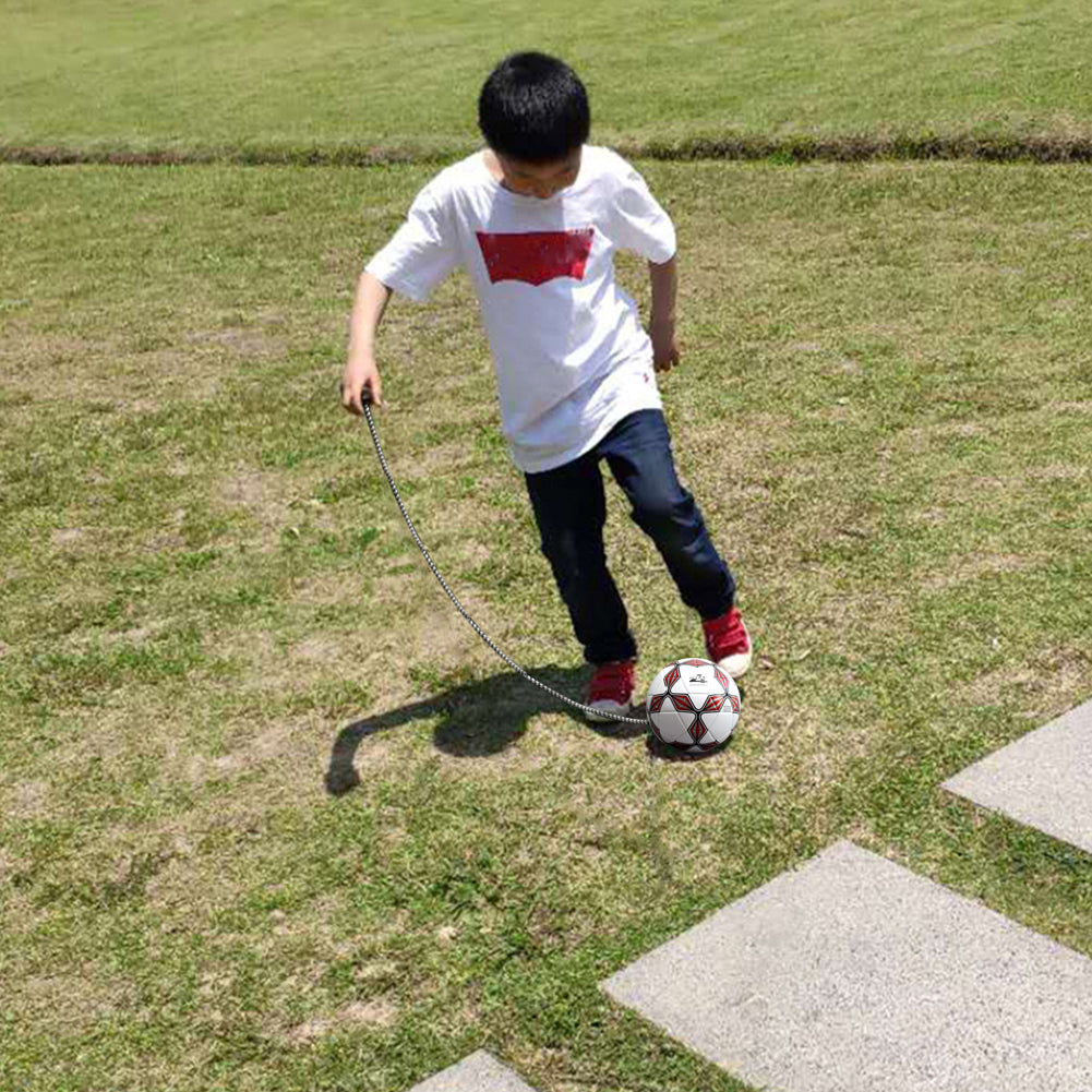 Soccer Ball with Rope Auxiliary Children Training Kick Back Football (Red)