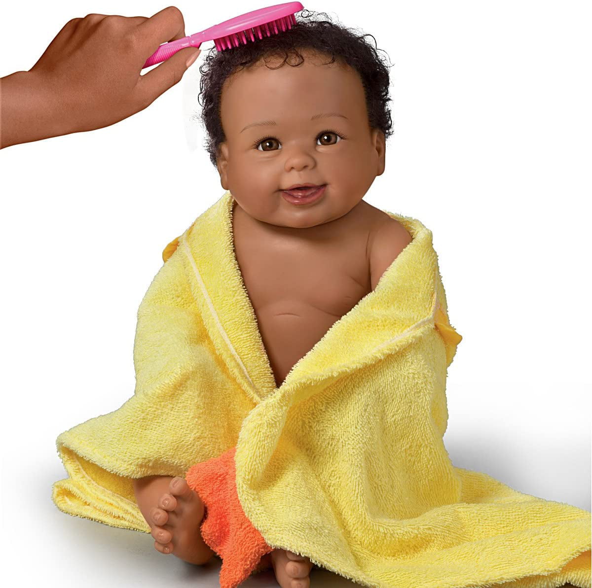 The Ashton-Drake Galleries Linda Murray "Rub-A-Dub-Dub, Layla" Washable African American Black Baby Doll with Ducky Towel and Accessories , 17.5-Inch/44.5-cm