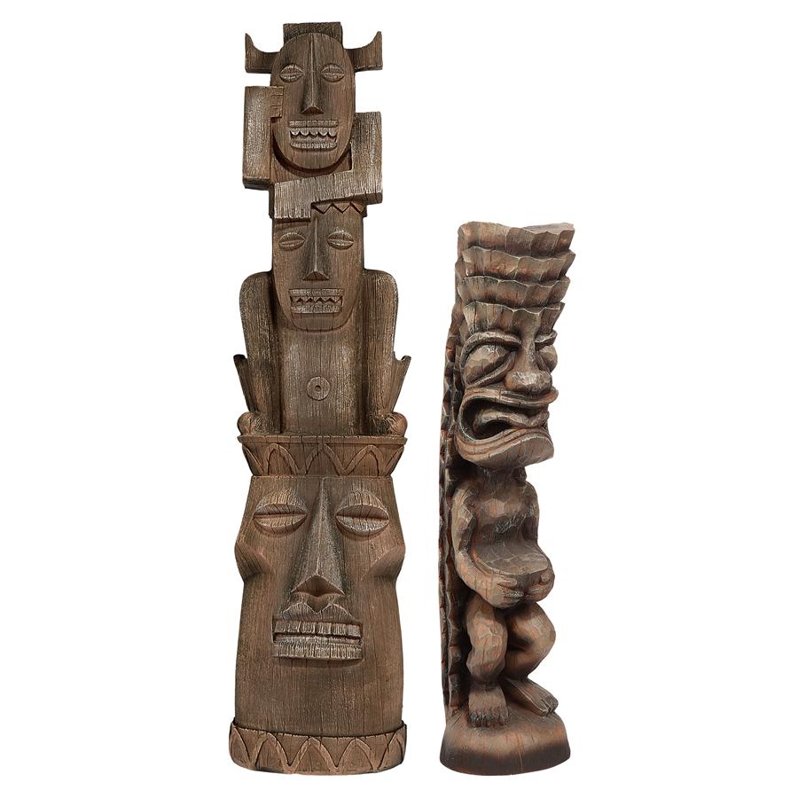 Design Toscano Tiki Gods: the Art of Celebration Statues Set of Luau & Three Pleasures Gods