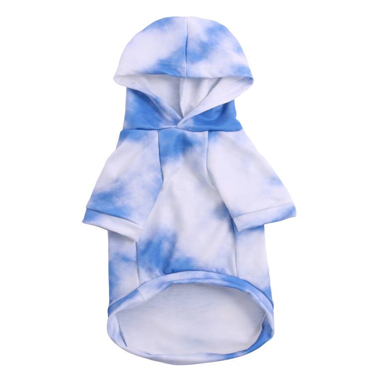 PUMYPOREITY Pet Clothes Sweaters with Hat， Polyester Doggie Breathable Clothes， Pet Sweatshirt Pullover， Puppy Clothes for Small Medium Dogs Girl Boy， Fashion Blue Sky and White Clouds Pattern