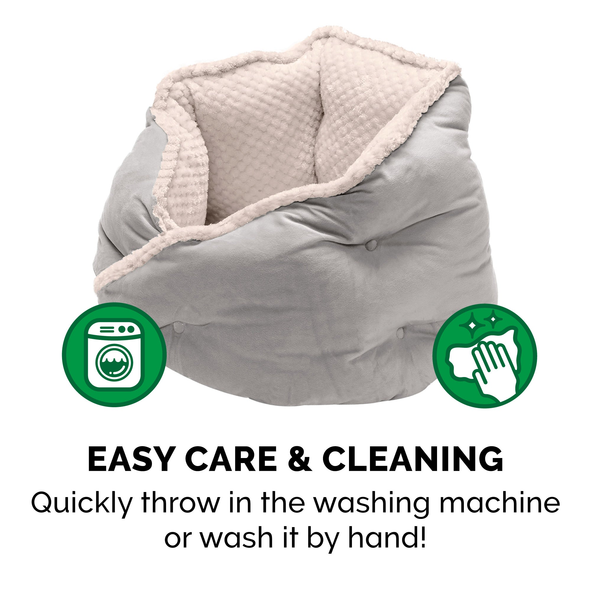 FurHaven | Minky Faux Fur and Velvet Hug Bed for Dogs and Cats， Silver Gray， Small/Toy/Teacup