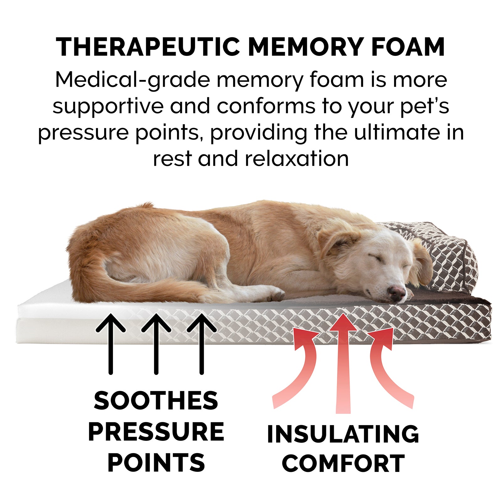 FurHaven Pet Products | Memory Foam Plush and Decor Comfy Couch Sofa-Style Pet Bed for Dogs and Cats， Diamond Brown， Medium