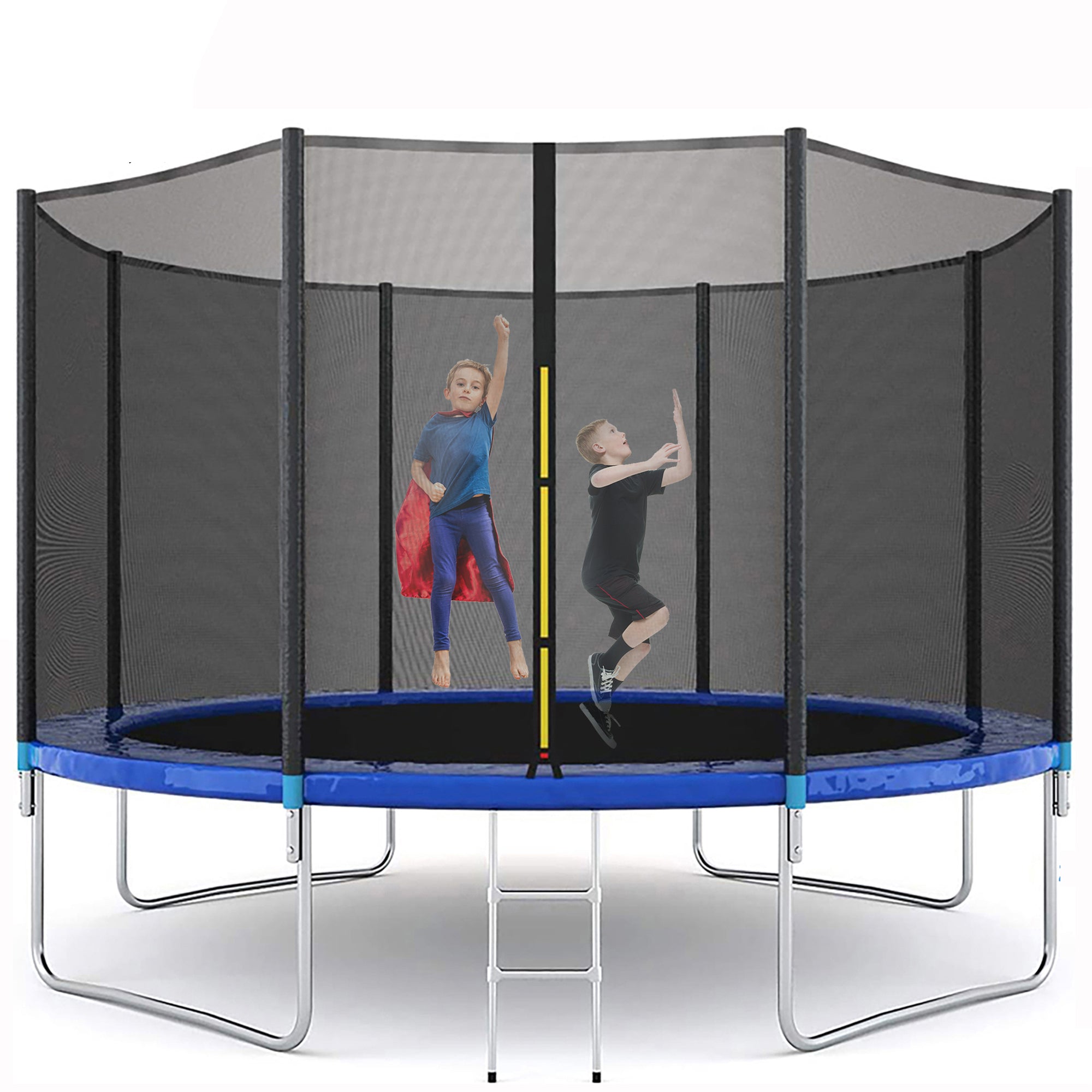 Trampoline for Kids - Seizeen 12FT Heavy-Duty Trampoline W/Enclosure Net for Outdoor， All-Weather Thickened Spring Pad Trampoline for 6-8 Kids， Large High Elastic Trampoline Durable， Blue01