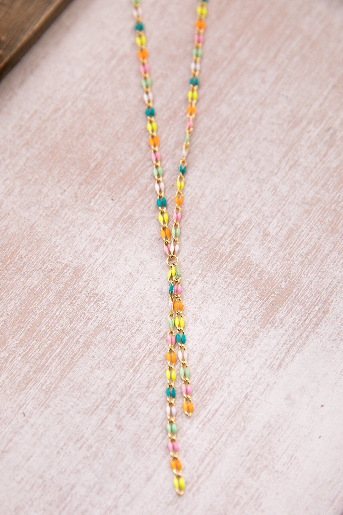 Multicolor Drop Chain Enamel Necklace