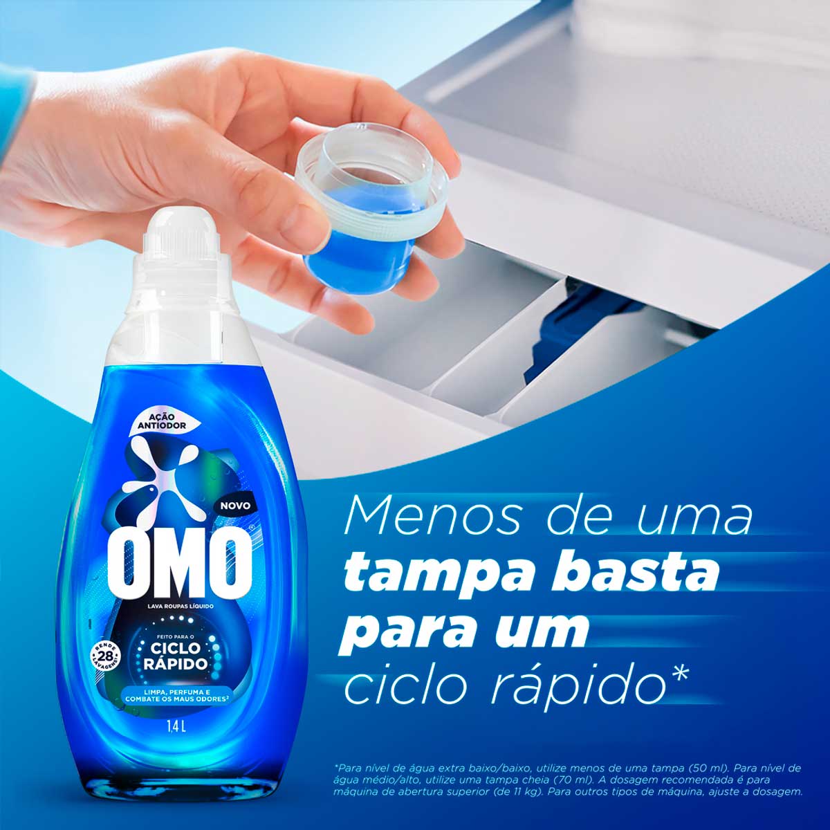 Sabao Liquido Omo Ciclo Rapido Acao Antiodor 1,4L
