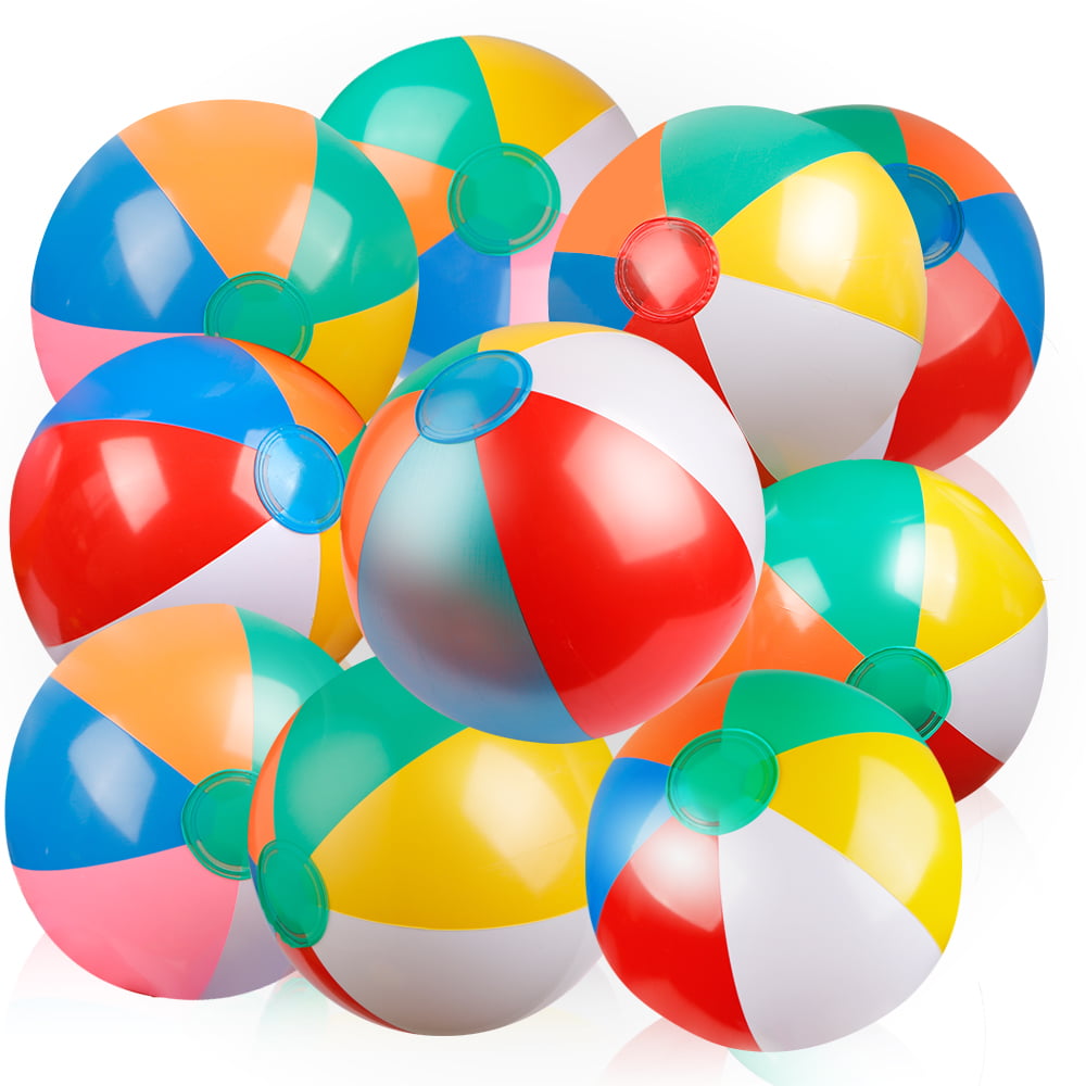 Coogam Inflatable Beach Ball Swimming Pool Summer Water Toy 12 inches(10 PCS)