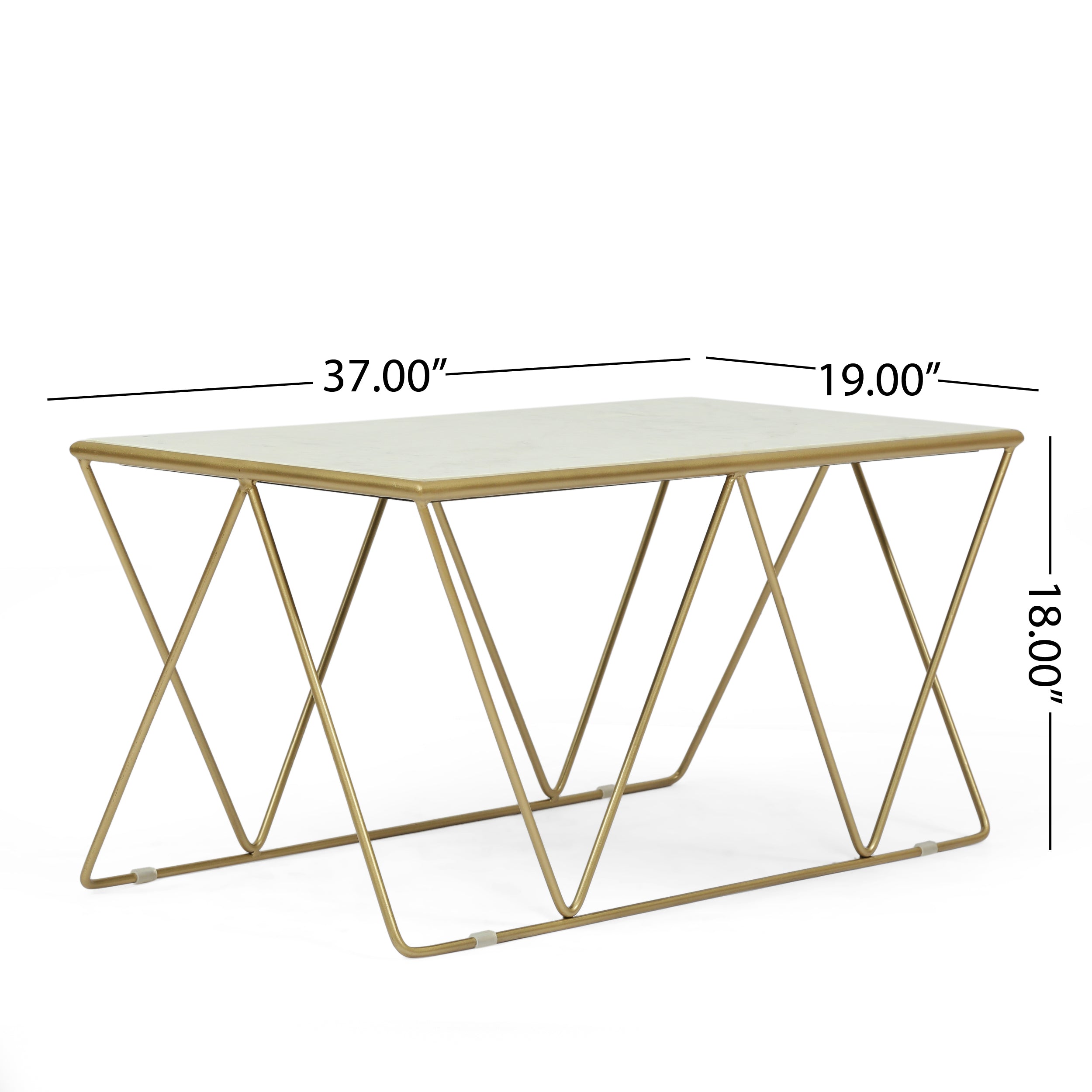 Massie Modern Glam Handcrafted Marble Top Coffee Table
