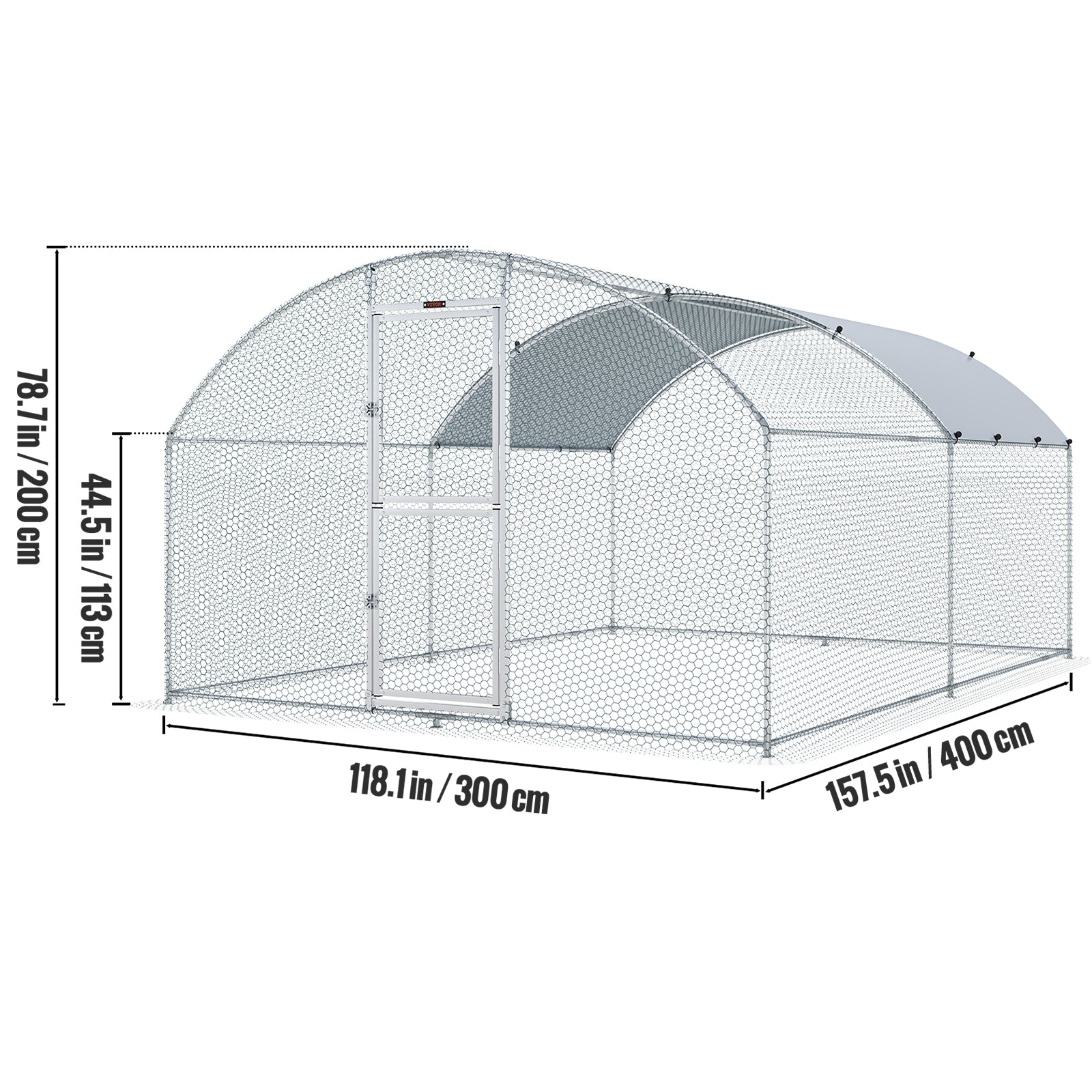 BENTISM Large Metal Chicken Coop Walk-In Chicken Run 13.1x9.8x6.6 ft Dome Roof