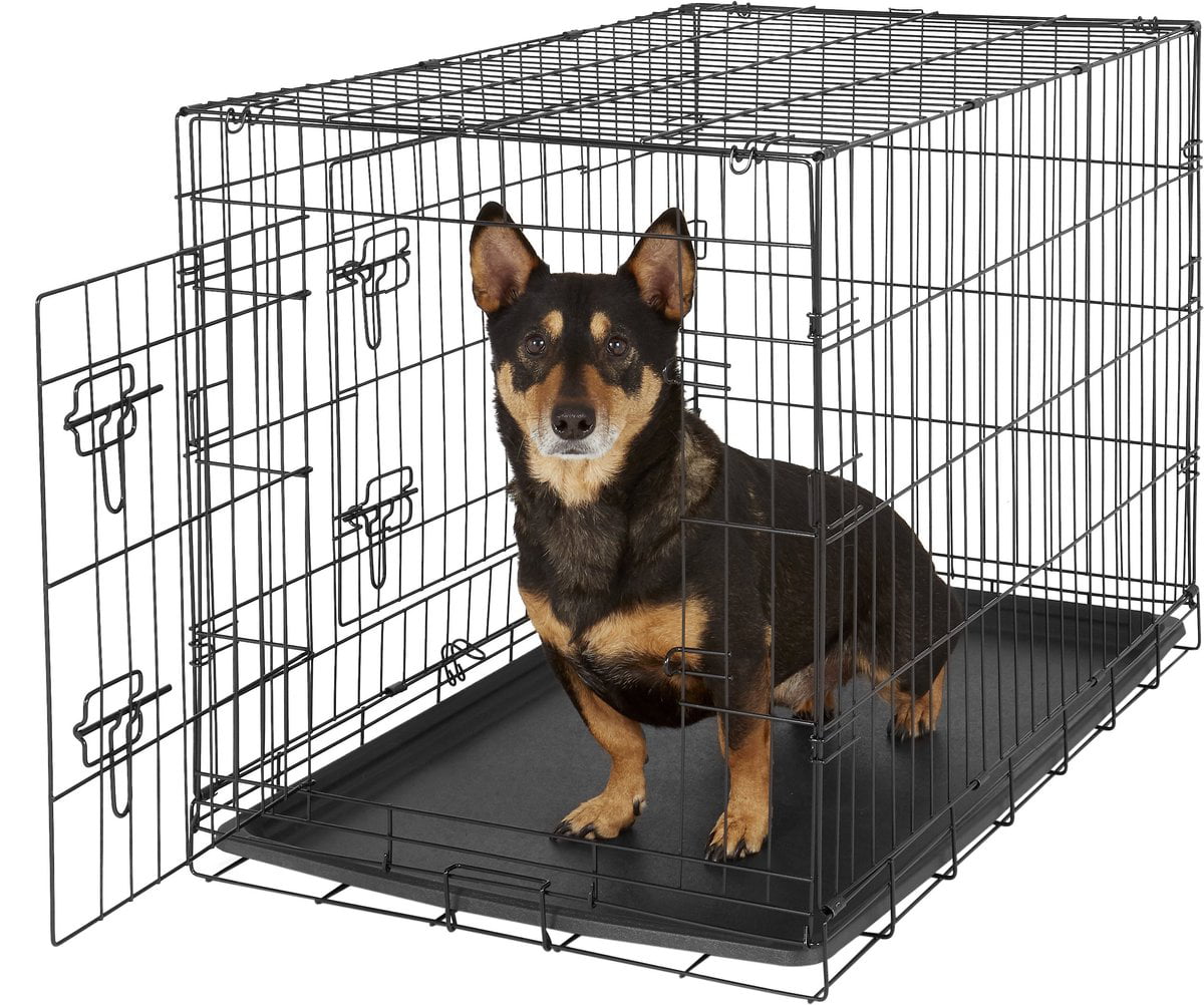 Paws and Pals Heavy Duty Foldable Double Door Dog Crate with Divider and Removable Tray (36-inch) (Medium)