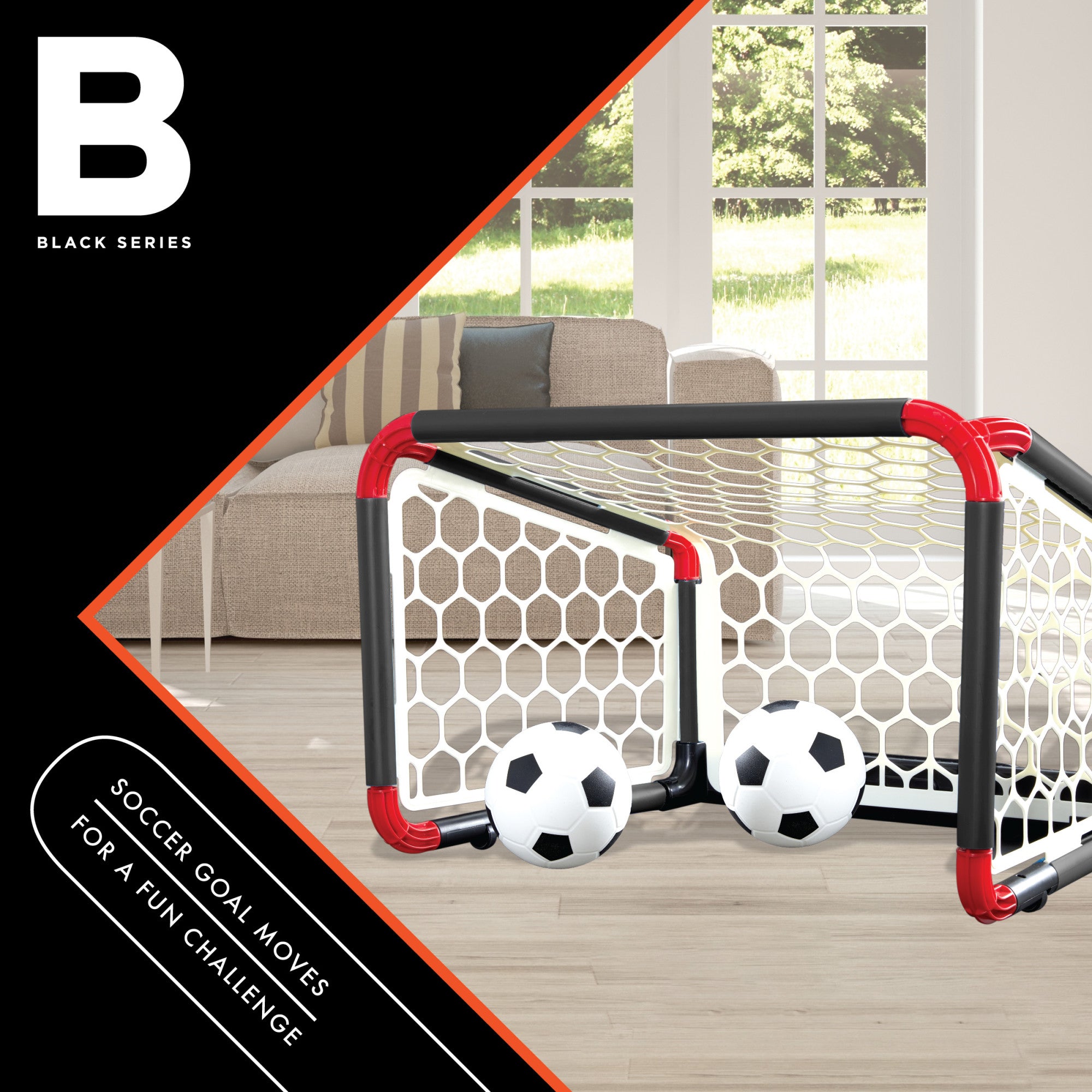 Black Series Soccer Scramble Motorized Goal， With 2 Balls， Sound Effect， Motorized Goal With 2 Speed Levels， Indoor Fun For Family And Friends， Age 8+