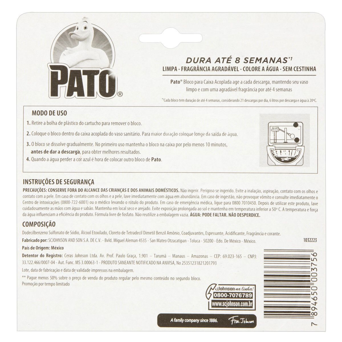 Kit Desodorizador Sanitario Pato Caixa Acoplada Marine 40g 2UN 50% Desconto na Segunda Unidade