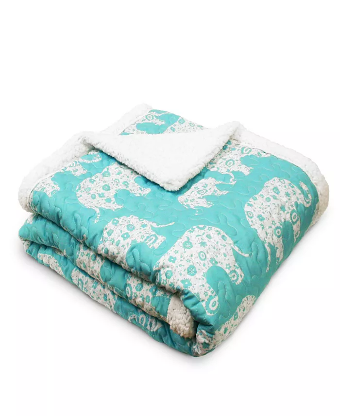 Lush Dandeacutecor Elephant Print Sherpa Throw Blanket