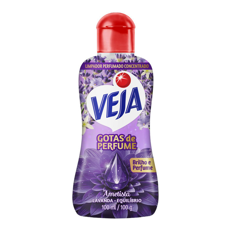 Veja Gotas de Perfume Ametista Lavanda Limpador Perfumado Concentrado  100 ml