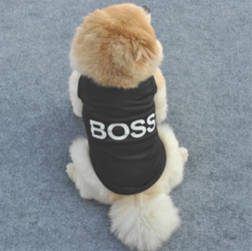 Cute BOSS Logo t-Shirt Black and White BOSS Design Shirt FOR SMALL DOGS Small Dog Sweater (XS)