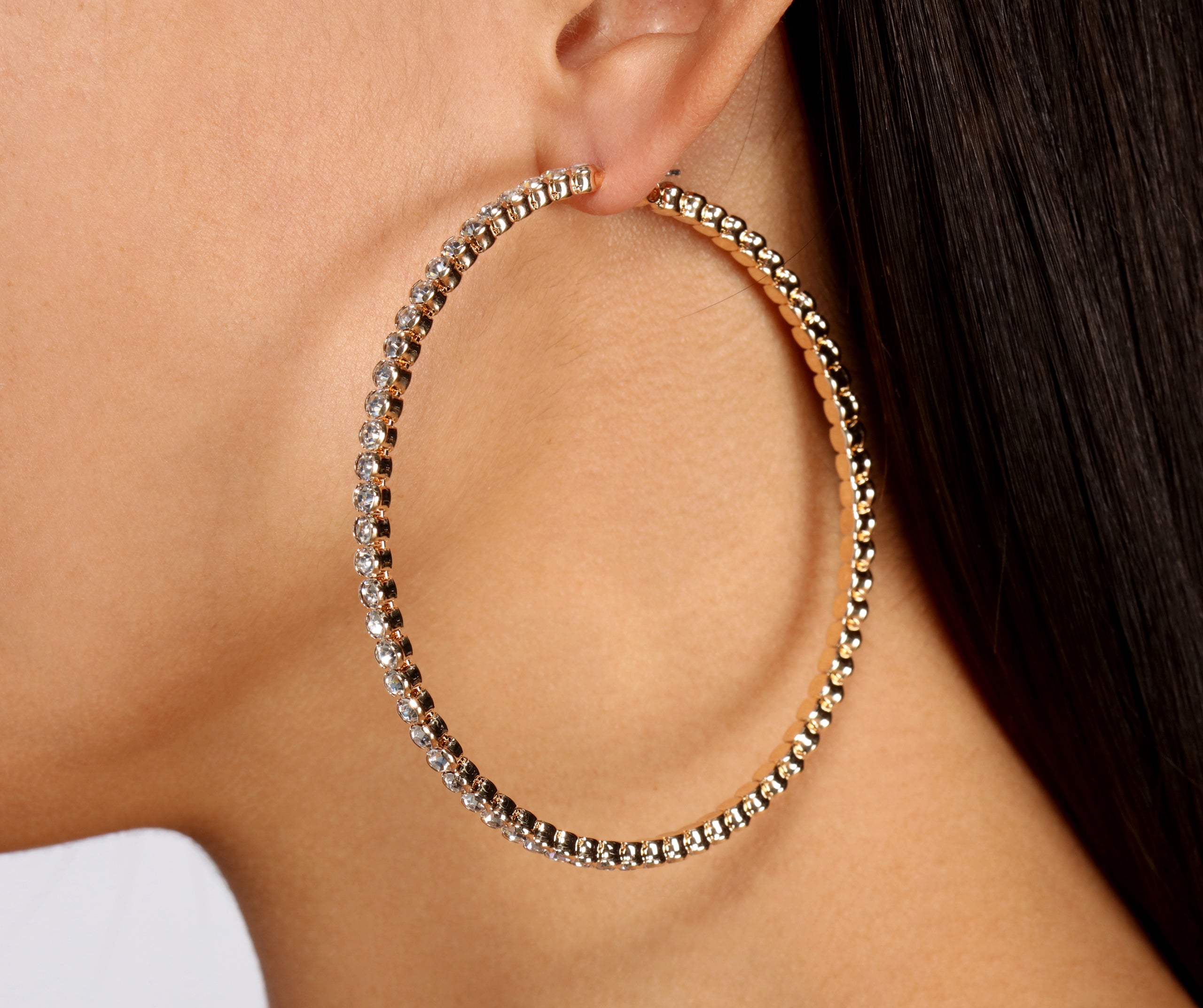 Hello Hot Stuff Rhinestone Hoop Earrings