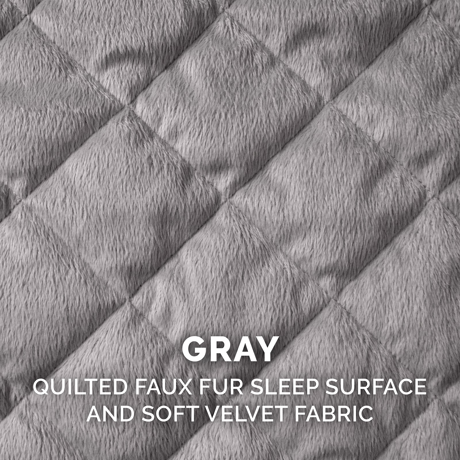 FurHaven | Orthopedic Goliath Quilted Faux Fur and Velvet Chaise Lounge Pet Bed for Dogs and Cats， Gray， 2XL