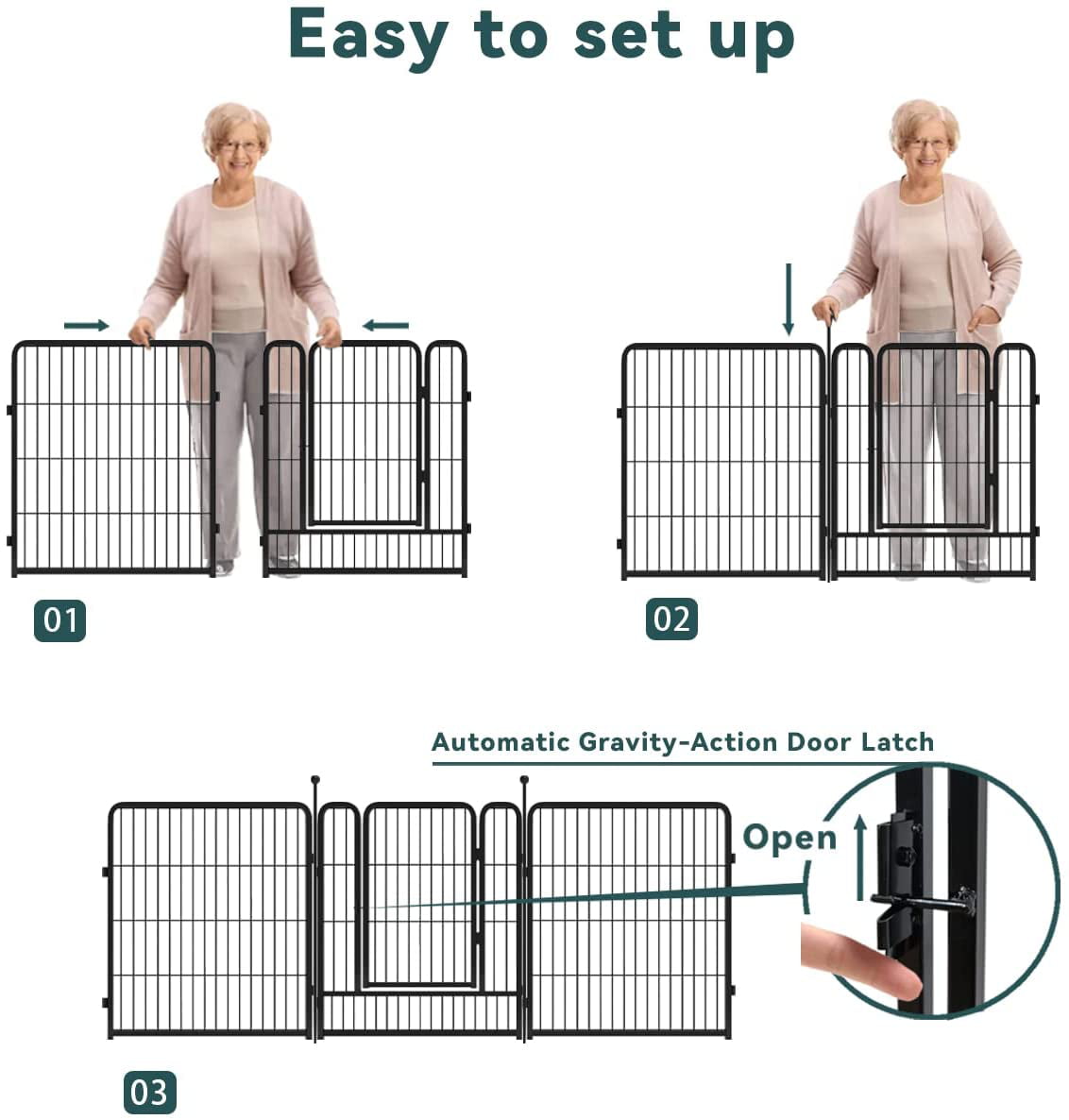 FXW 32Inch 16 Panel Heavy Duty Pet Playpen Dog Exercise Pen Cat Fence with Door Puppy Rabbits Portable Play Pen，Outdoor and Indoor Playpen Pen for Yard， Camping， RV