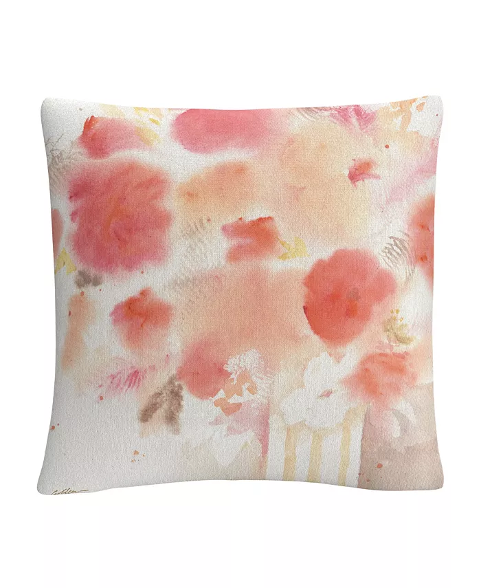 Baldwin Sheila Golden Pink Tones 3 Watercolor Abstracts Decorative Pillow， 16