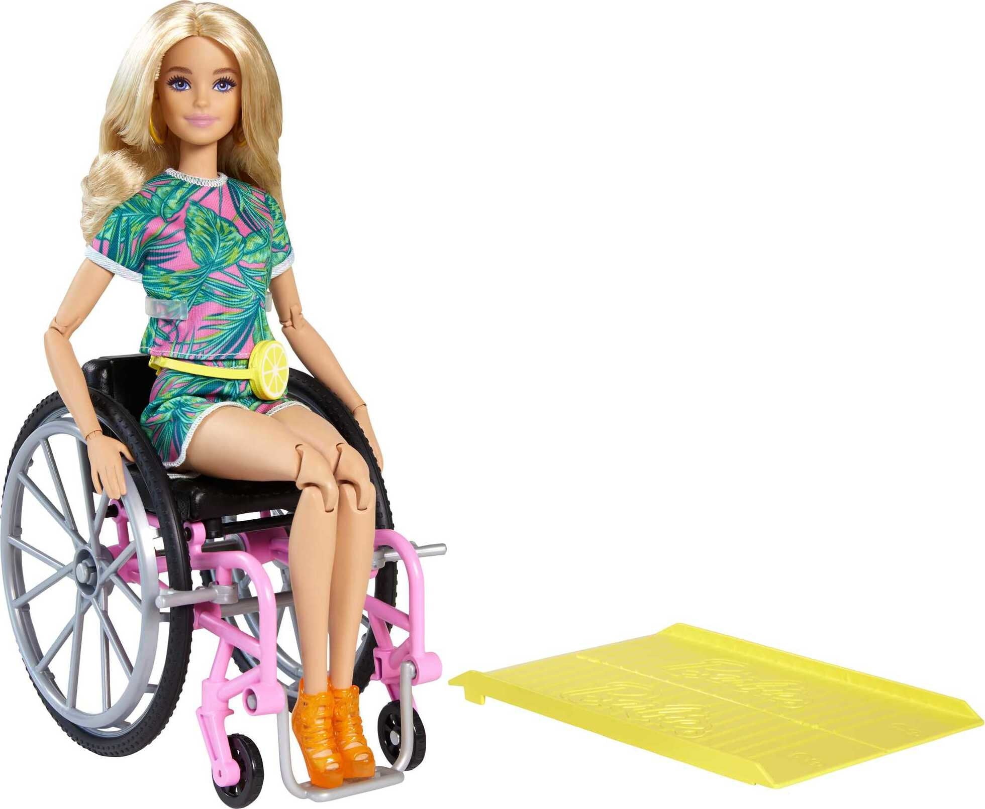 Barbie Fashionistas Doll #165 with Wheelchair and Ramp, Tropical Outfit with Accessories