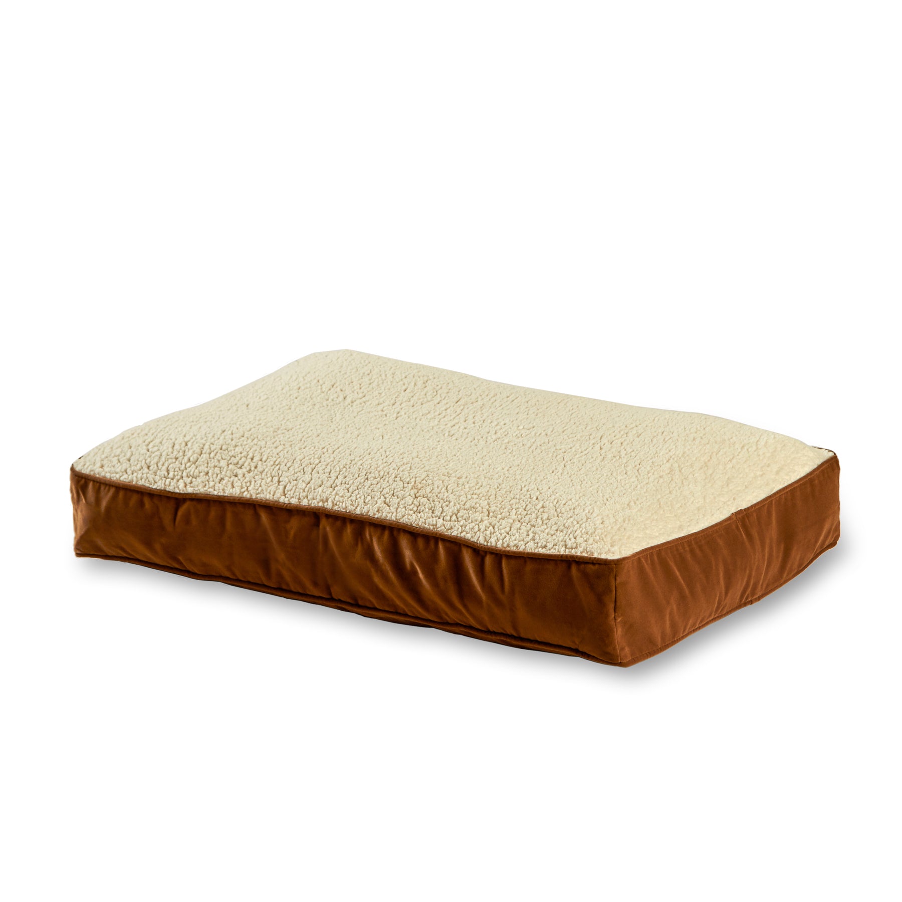 Happy Hounds Buster Sherpa Rectangle Pillow Style Dog Bed， Latte， Medium (42 x 30 in.)
