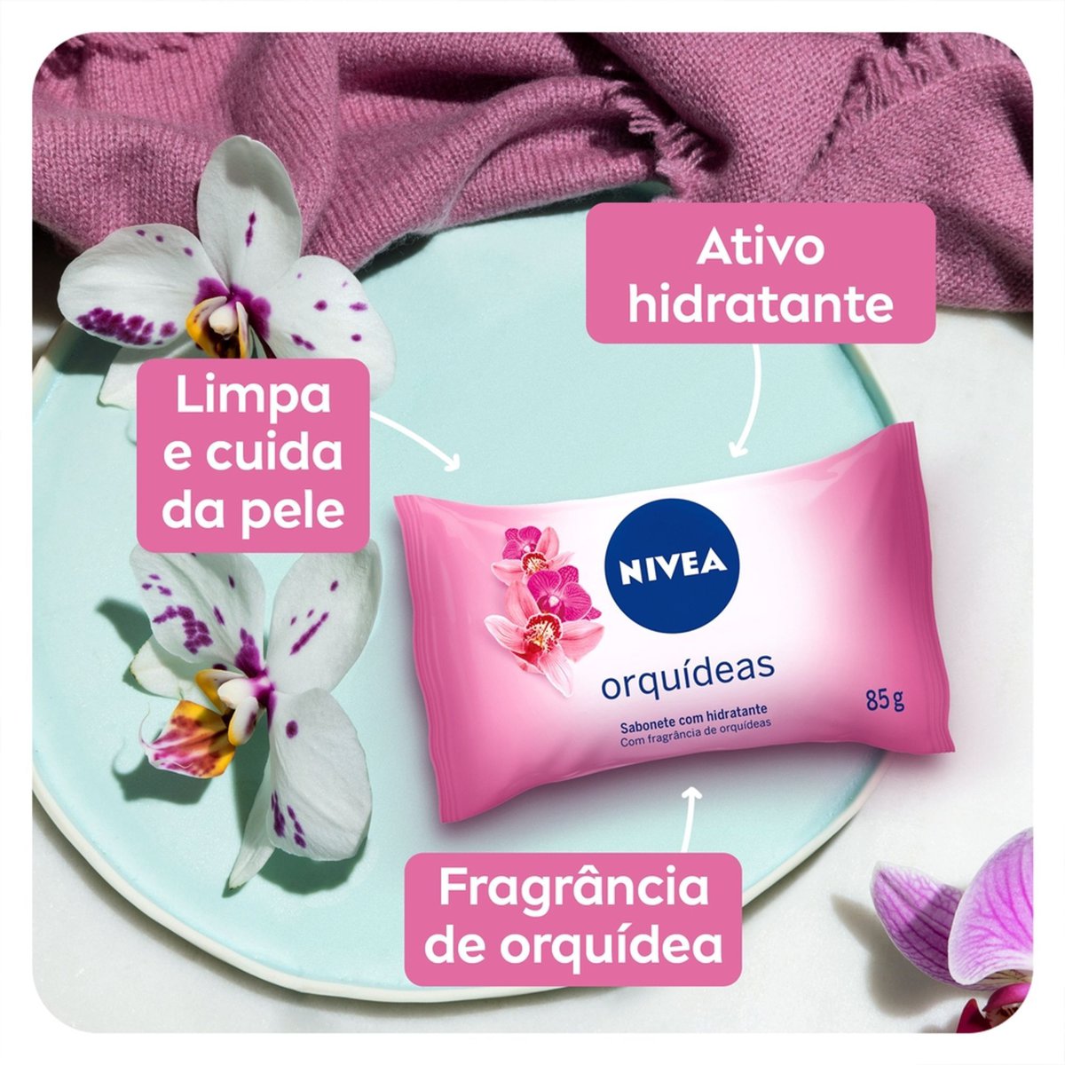 Sabonete em Barra Orquideas NIVEA 85g