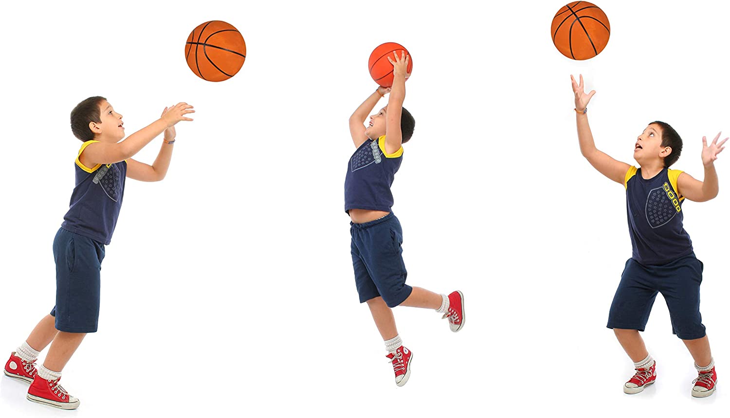 Mini Basketballs - (7 Inch， Size 3) Pack of 4 - Mini Hoop Basketball Set with Air Pump for Indoor， Outdoor， Pool Parties， Small Hoops Basketball Game Party Favors for Kids by Bedwina