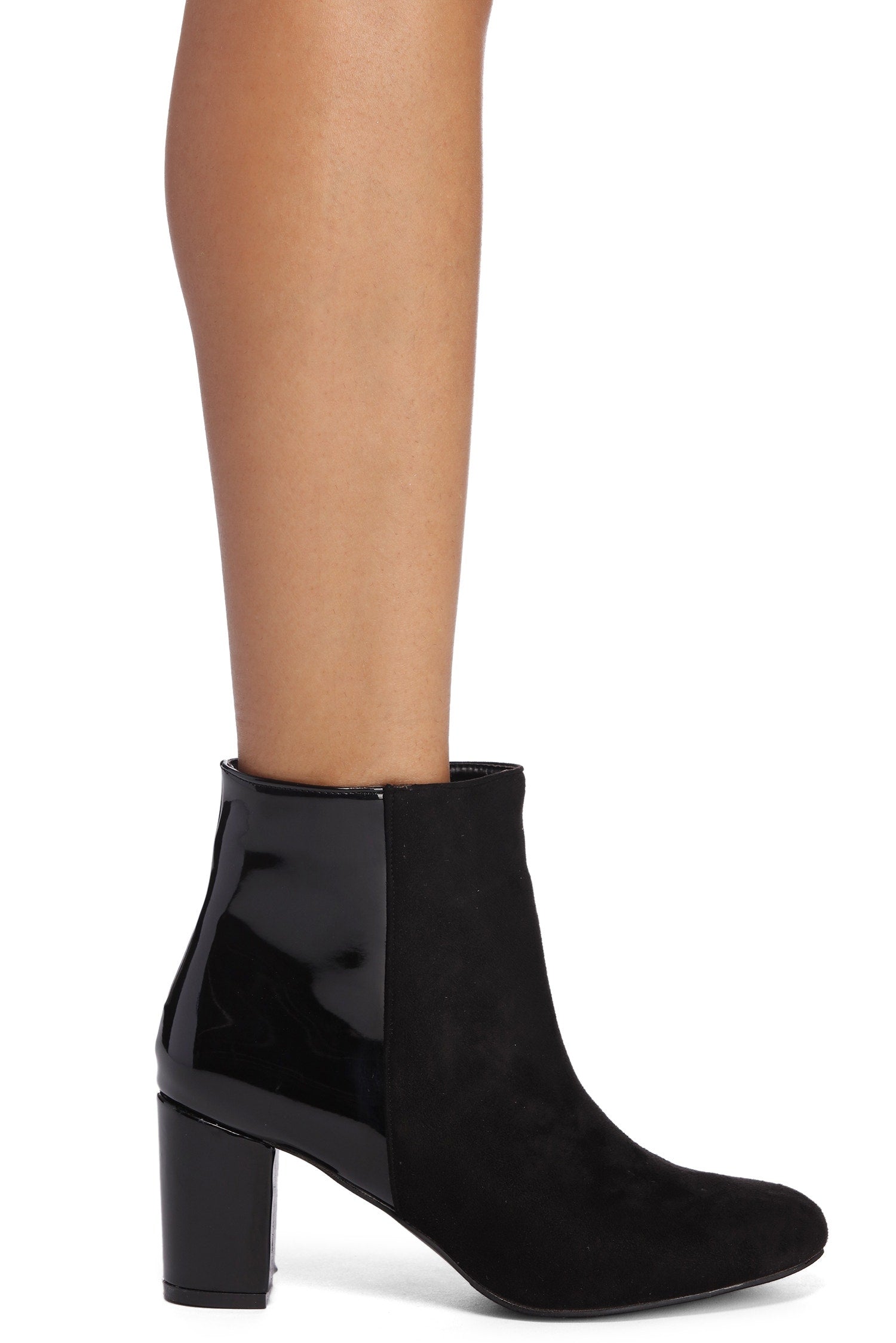 Contrasting Elements Block Heel Booties