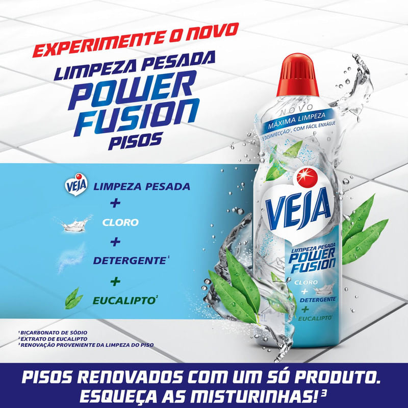 Veja Limpeza Pesada Power Fusion com Cloro Desinfetante e Limpador 500mL