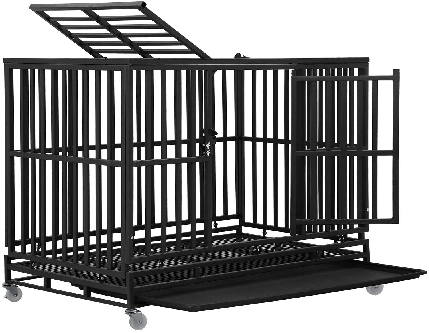 Bestpet Crate Cage Kennel for Large and Medium Dogs， Heavy Duty， 48 Inches