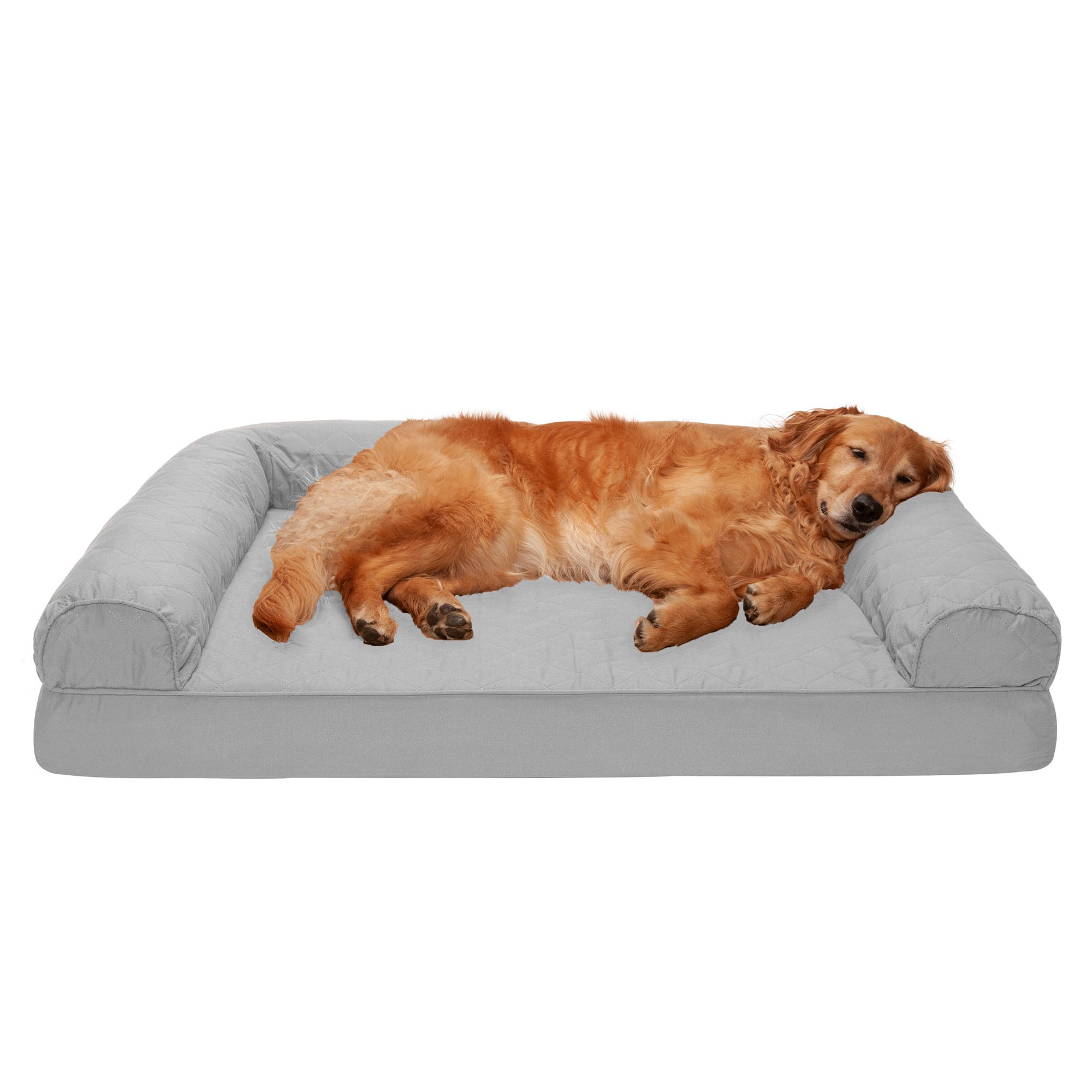 FurHaven Pet Products | Full Support Orthopedic Quilted Sofa Pet Bed for Dogs and Cats - Silver Gray， Jumbo