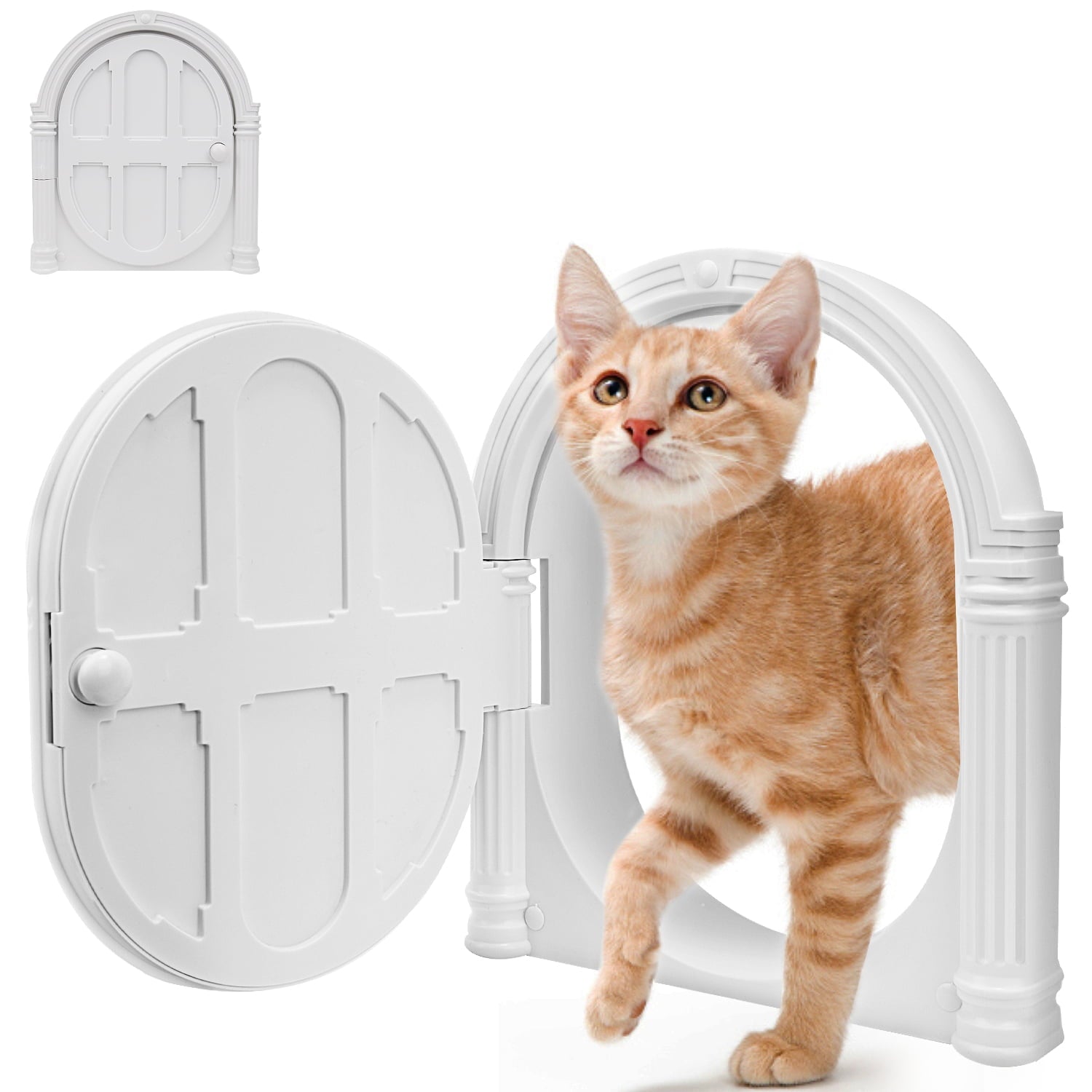 AUTOWT Interior Cat Door - No Noise Lockable Indoor Cat Door for Small Cats Kitties Kittens Puppy- Privacy No Flap Pet Door Blocking Dog and Cat Litter Odors - Easy DIY Setup Suitable for Wooden