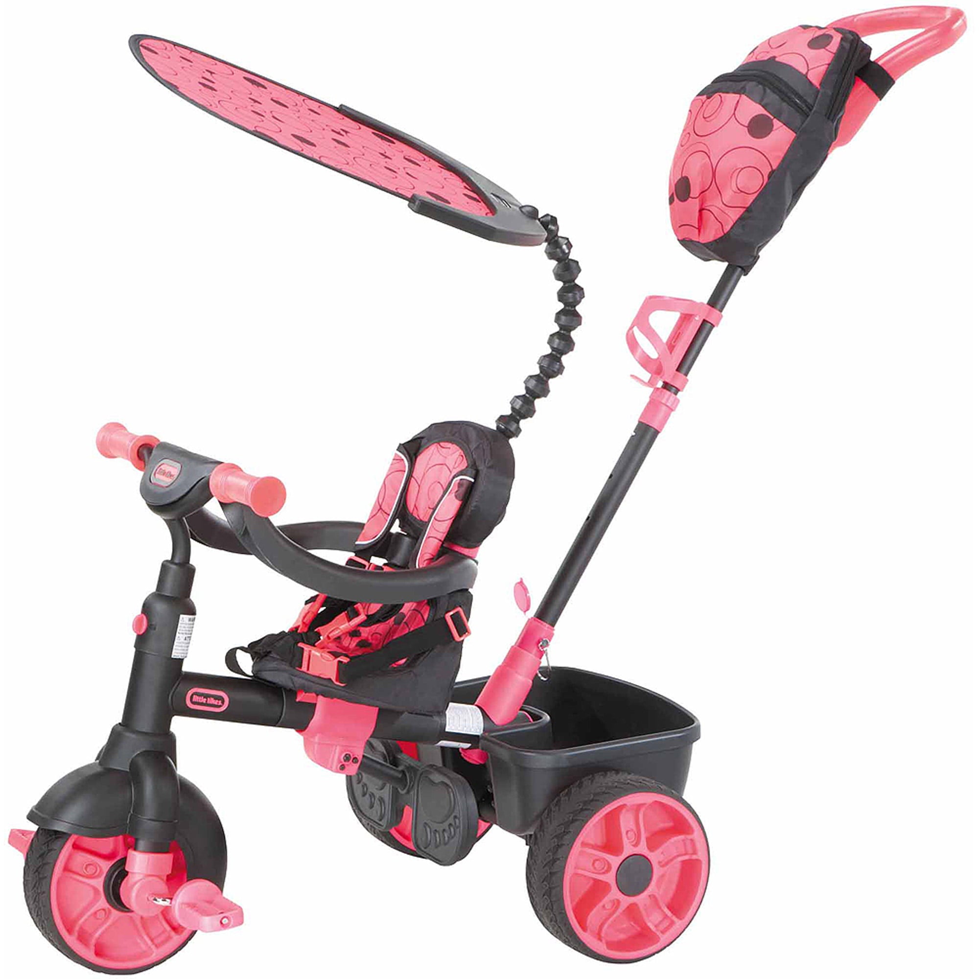 Little Tikes 4-in-1 Deluxe Edition Trike in Neon Pink， Convertible Tricycle for Toddlers Tricycle with 4 Stages of Growth and Shade Canopy- For Kids Kids Boys Girls Ages 9 Months to 3 Years Old