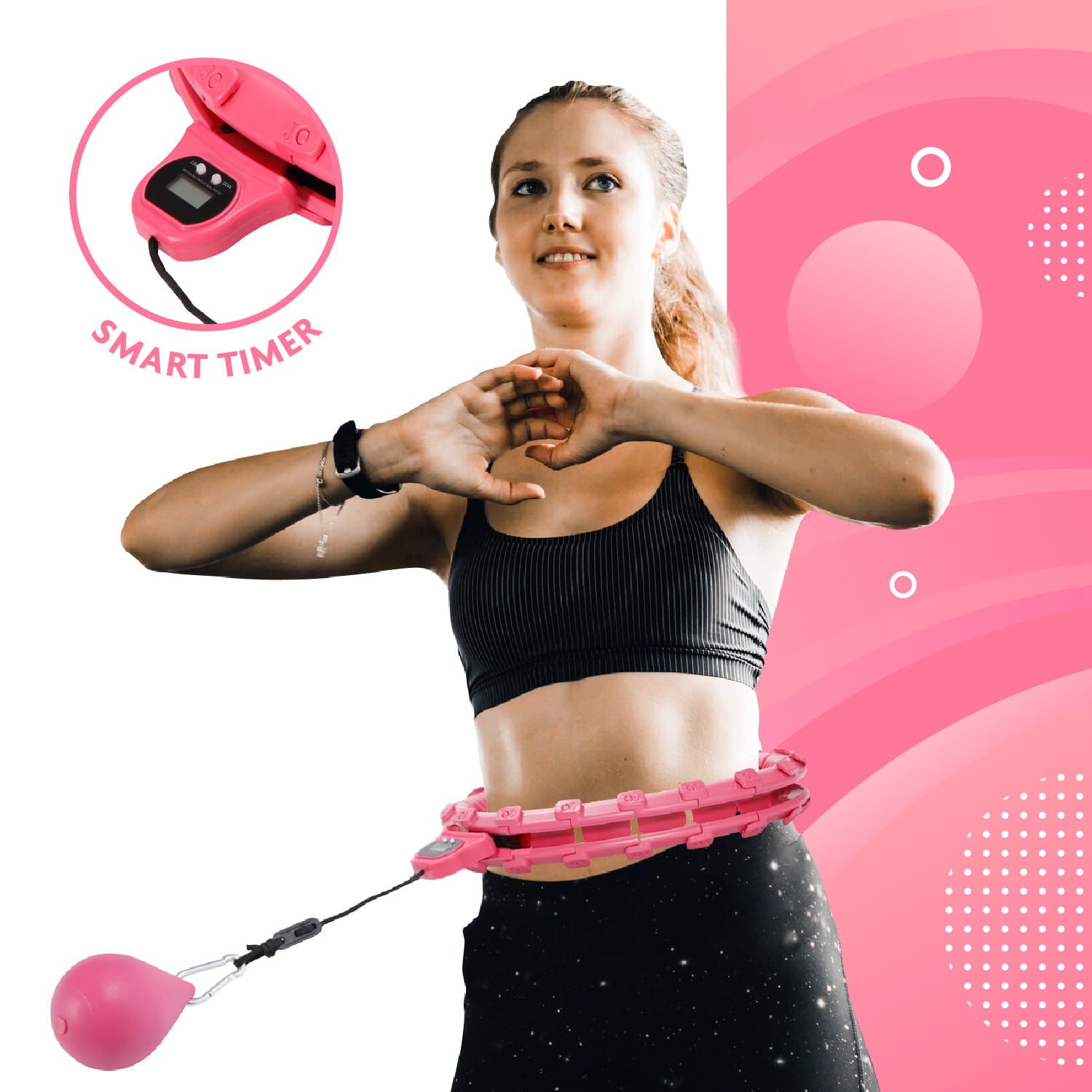 Hula Hoop Fitness Gear w/counter - Abs Workout， Weight Loss and Burn Fat (Smart Weighted Hula Hoops， Stomach Exercises)