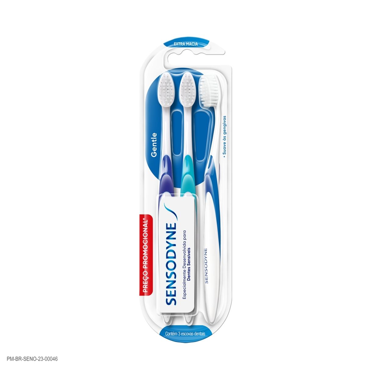 Kit Sensodyne Gentle Escova Dental para Dentes Sensiveis 3 unidades