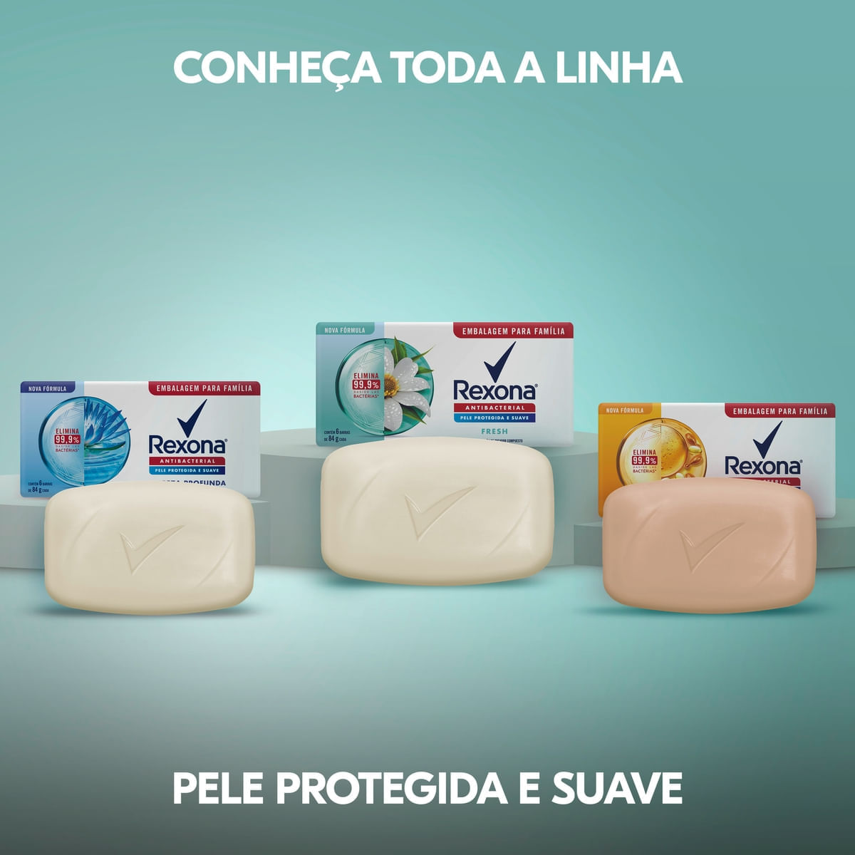 Sabonete em Barra Rexona Antibacteriano Fresh Elimina ate 99,9% das Bacterias 84 g 6 unidades