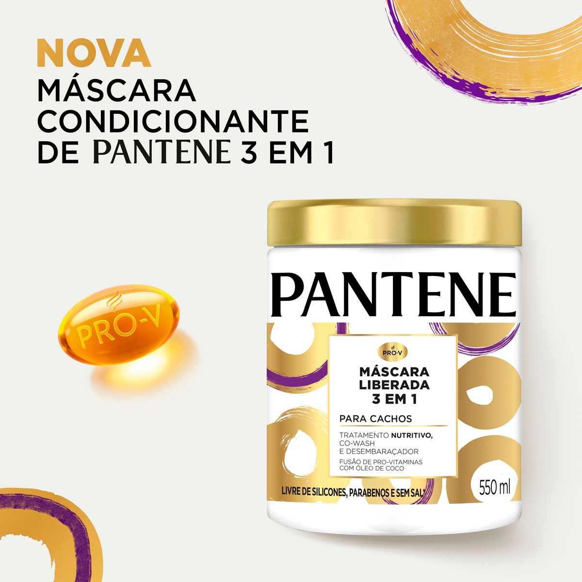 Mascara Pantene Pro-Vitaminas 3 em 1 Liberada 550ml