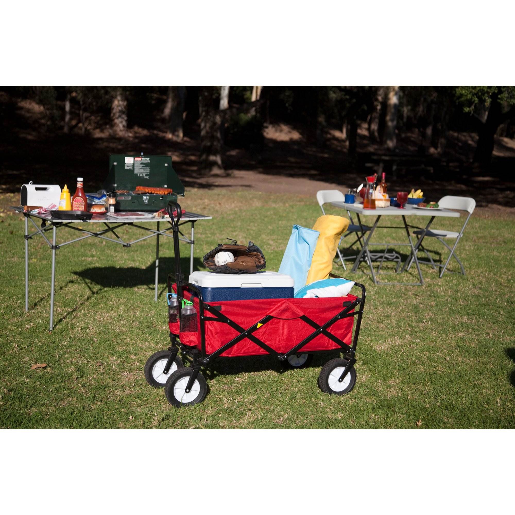 Mac Sports Collapsible Steel Frame Outdoor Garden Camping Wagon， Gray (2 Pack)