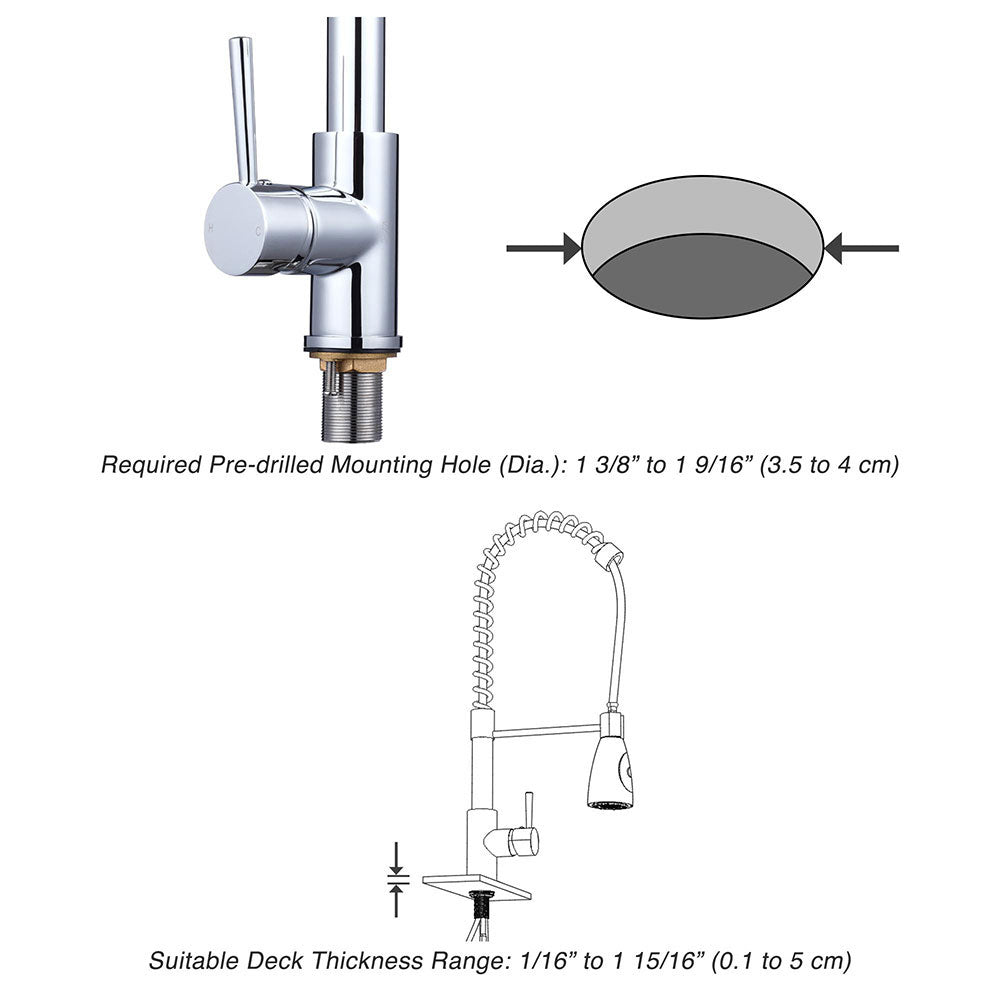 Aquaterior Pull-down Kitchen Sink Faucet 1-Handle Stainless Steel