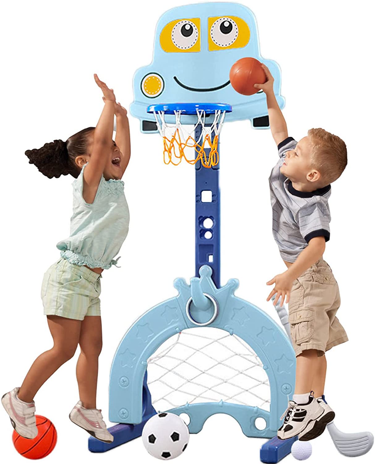 4-in-1 Toddler Basketball Hoop for Kids， Sports Activity Center Set for Children - Basketball Hoop Soccer Goal Golf Game Ring Toss， Toddler Basketball Sports Play Indoor and Outdoor