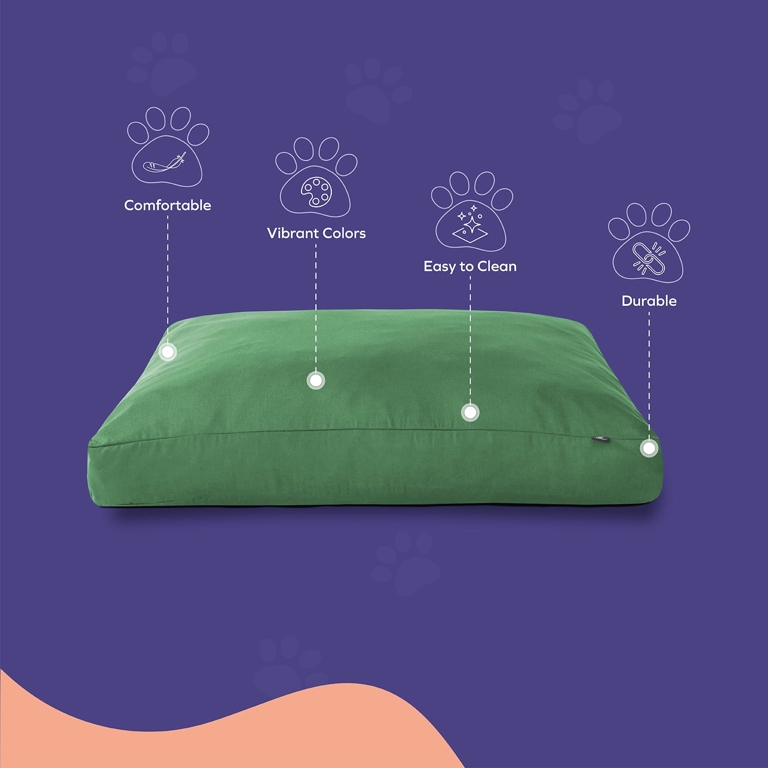 PawTex Olive Green Thick Rectangular Dog Bed Durable Pet Sleeping Cushion Dog and Cat Beds with Removable Washable Cover 27x36