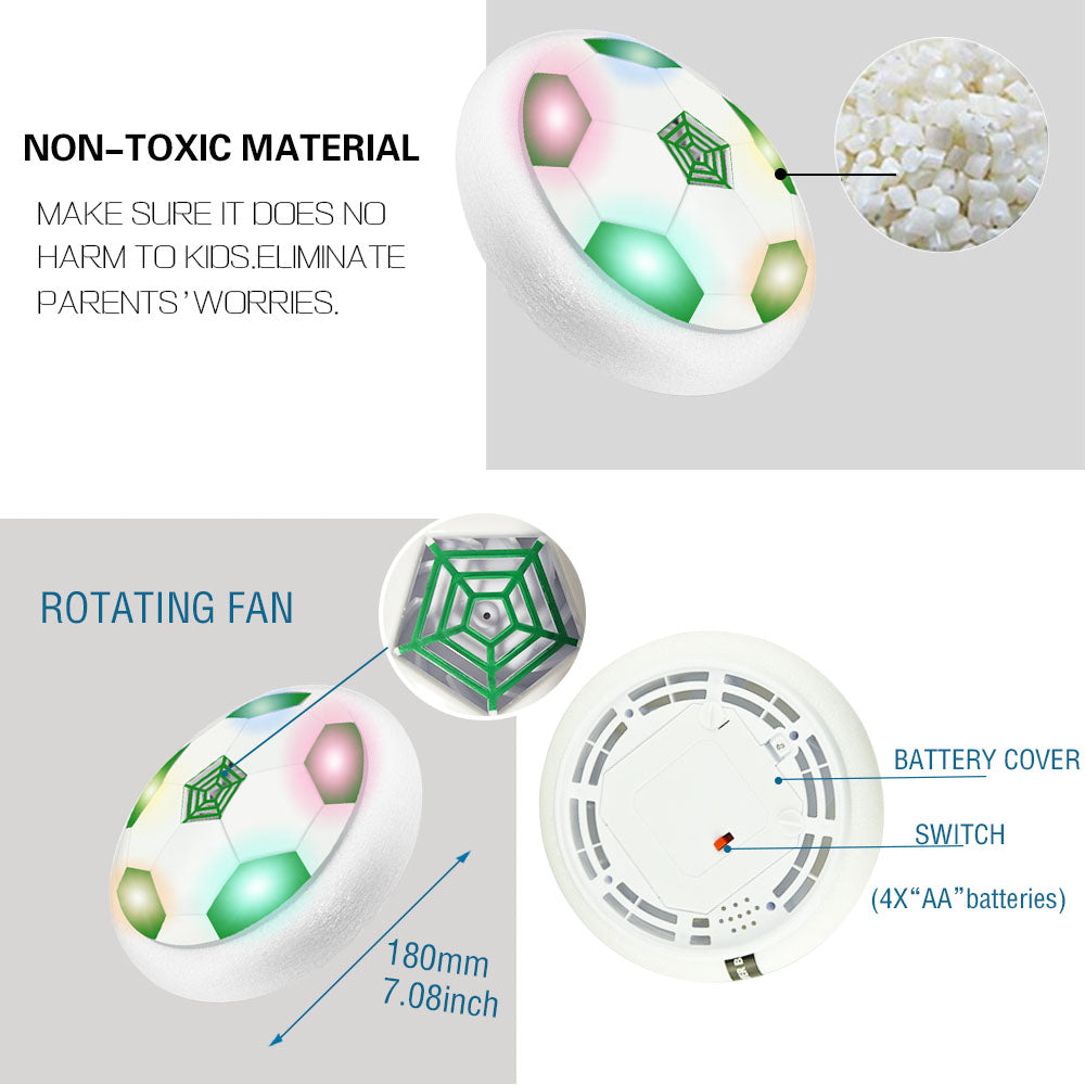 Kid Hover Soccer Ball， 7 Inches Air Floating Football Toys for Boys 3-6 Years Old， LED Light and Soft Foam Bumper Outside Toys for Kids 3 4 5 6 7