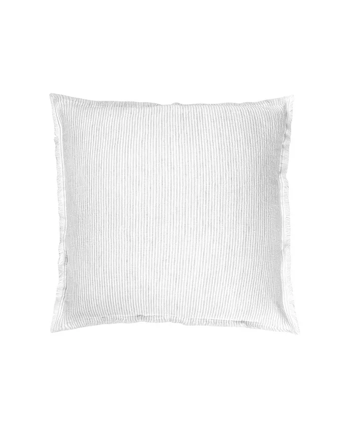 Anaya Home Light Grey White Striped Linen Down Throw Pillow