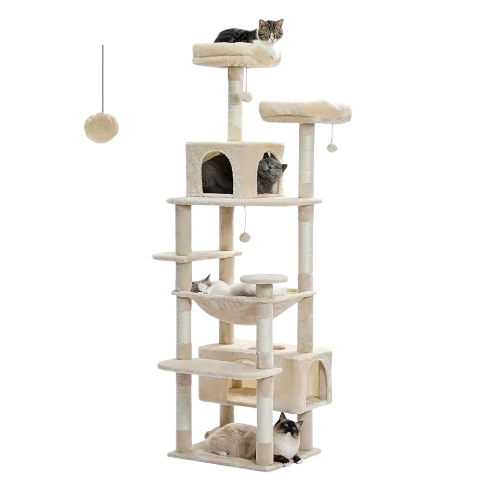 Modern Cat Tower with Scratching Posts | Luxury Multi-Level Cat Tree